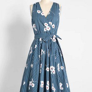 Fun Teal Faux Wrap Dress